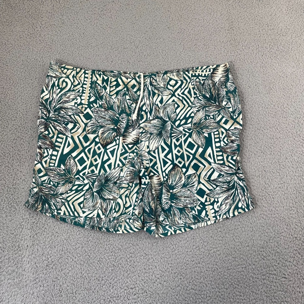 VTG Weeds Swim Trunks Men 2XL Green Floral Tribal Beach Surf Lined